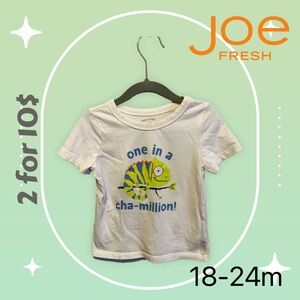 🌈(2/10)👍*GUC* JOE FRESH | 18-24 m | White T-Shite « one in a chamillion …